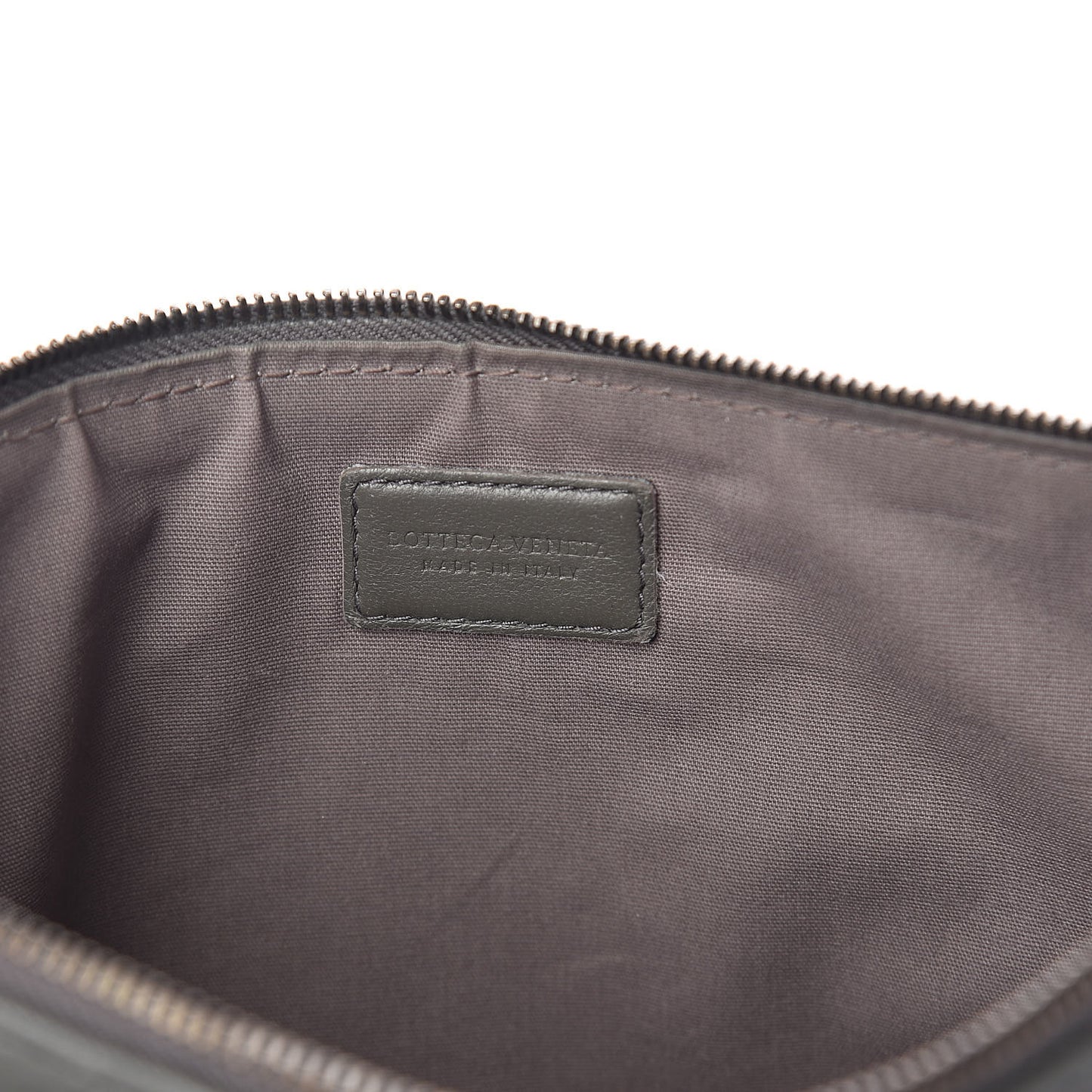Nappa Intrecciato Flat Zip Pouch Light Grey