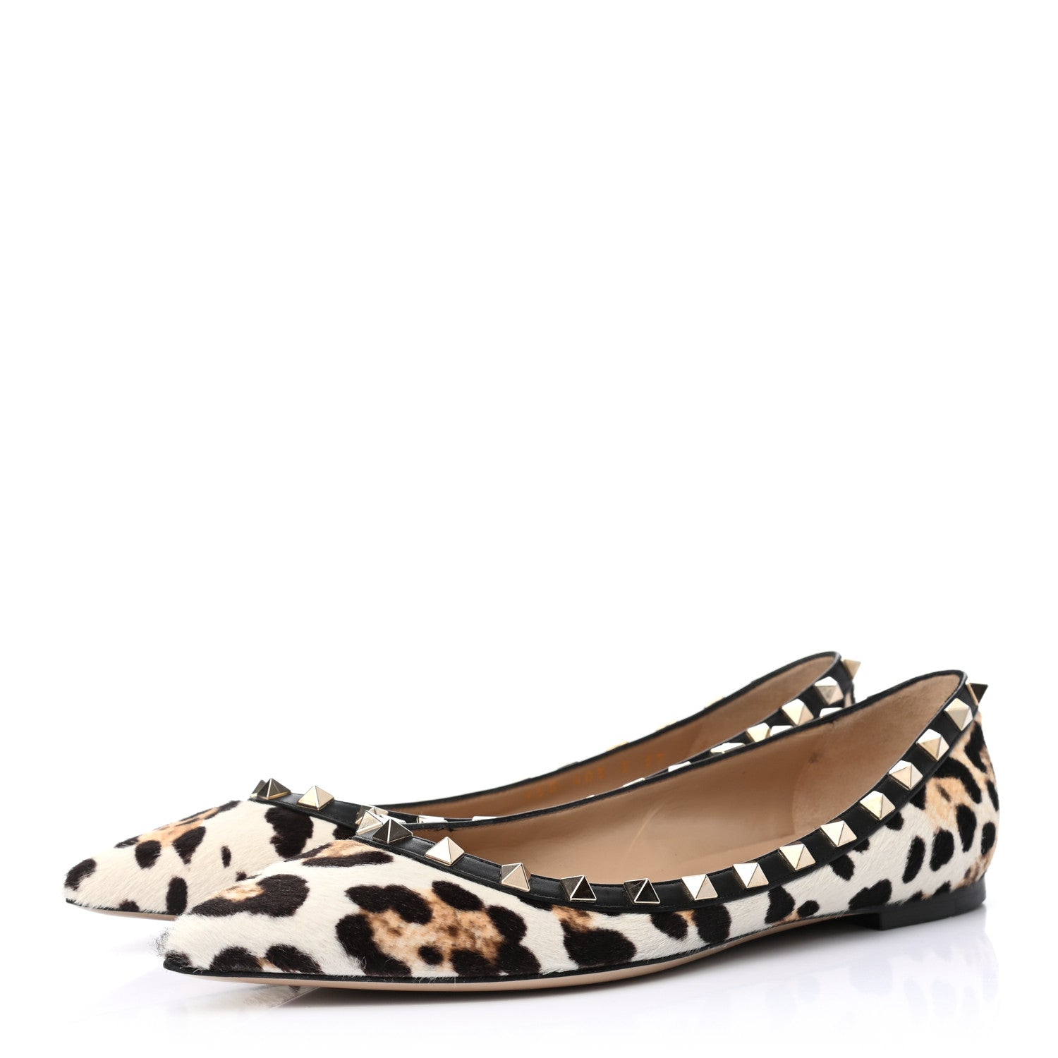 Valentino Garavani Calf Hair Leopard Print Rockstud Ballerina Flats 37 3 of 8