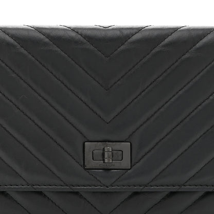 Chanel Aged Calfskin Chevron Quilted Reissue Wallet On Chain WOC So Black 9 of 11