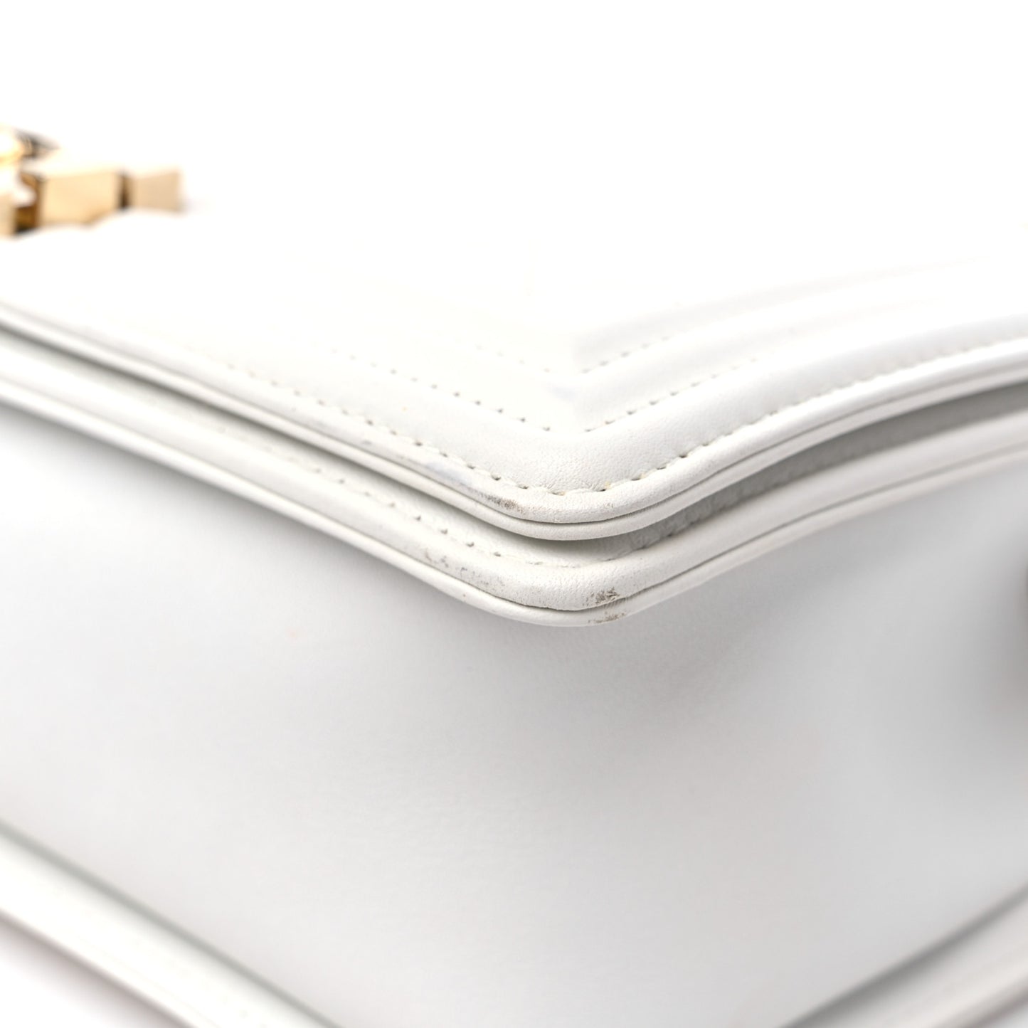 Calfskin Quilted Medium Boy Flap White