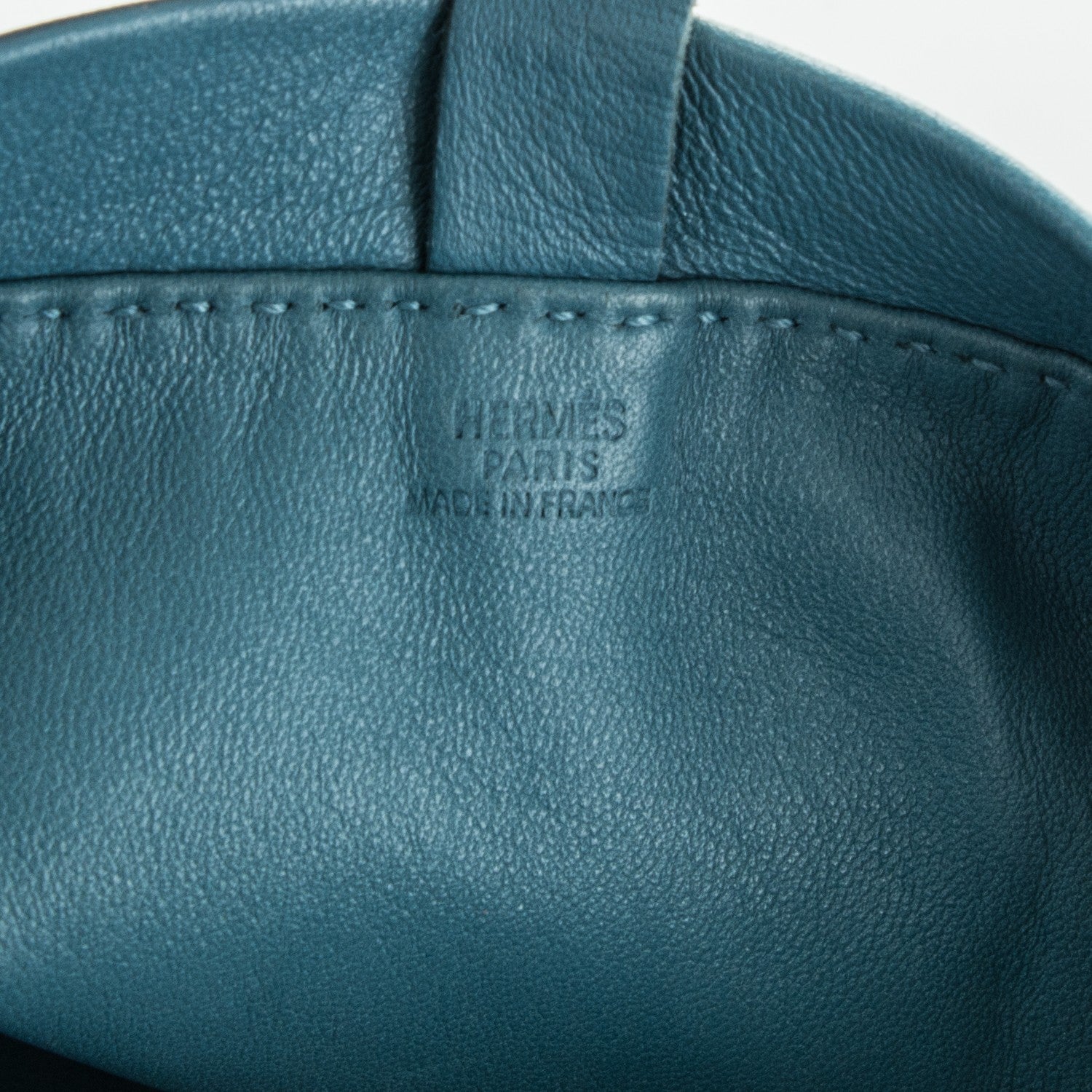 Hermes Lambskin Clou De Selle Pouch Blue Jean 6 of 7
