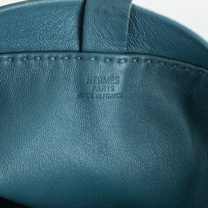 Hermes Lambskin Clou De Selle Pouch Blue Jean 6 of 7