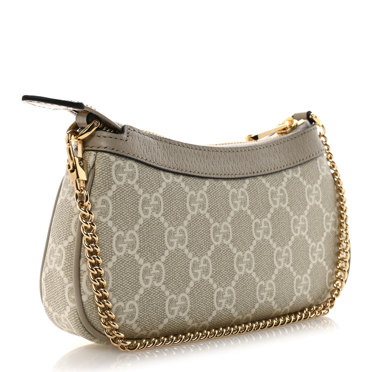 GG Supreme Monogram Textured Dollar Calfskin Web Mini Ophidia GG Handbag Beige Mystic White Oatmeal
