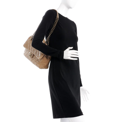 Chanel Glazed Calfskin Castle Rock Medium Flap Dark Beige 2 of 10