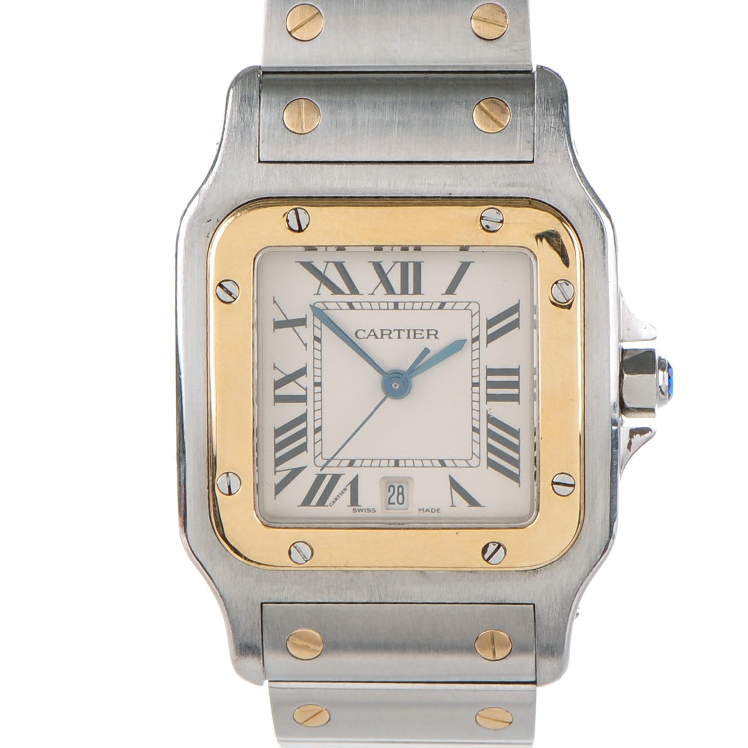 Cartier Stainless Steel 18K Yellow Gold 29mm Santos De Galbee Quartz Watch 1 of 6