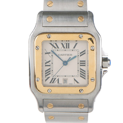 Cartier Stainless Steel 18K Yellow Gold 29mm Santos De Galbee Quartz Watch 1 of 6