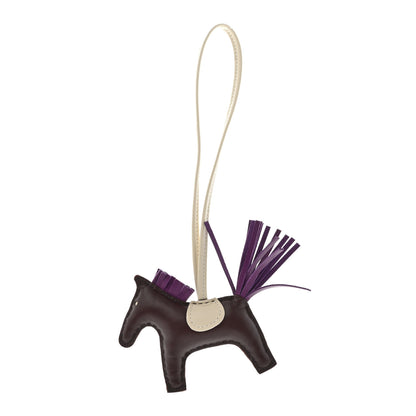 Hermes Milo Lambskin Grigri Rodeo Horse Bag Charm PM Rouge Sellier Craie Violet 1 of 4