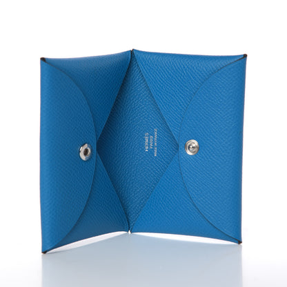 Hermes Epsom Calvi Card Case Bleu Zanzibar 5 of 8