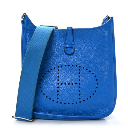 Hermes Taurillon Clemence Evelyne III PM Bleu Hydra 1 of 10
