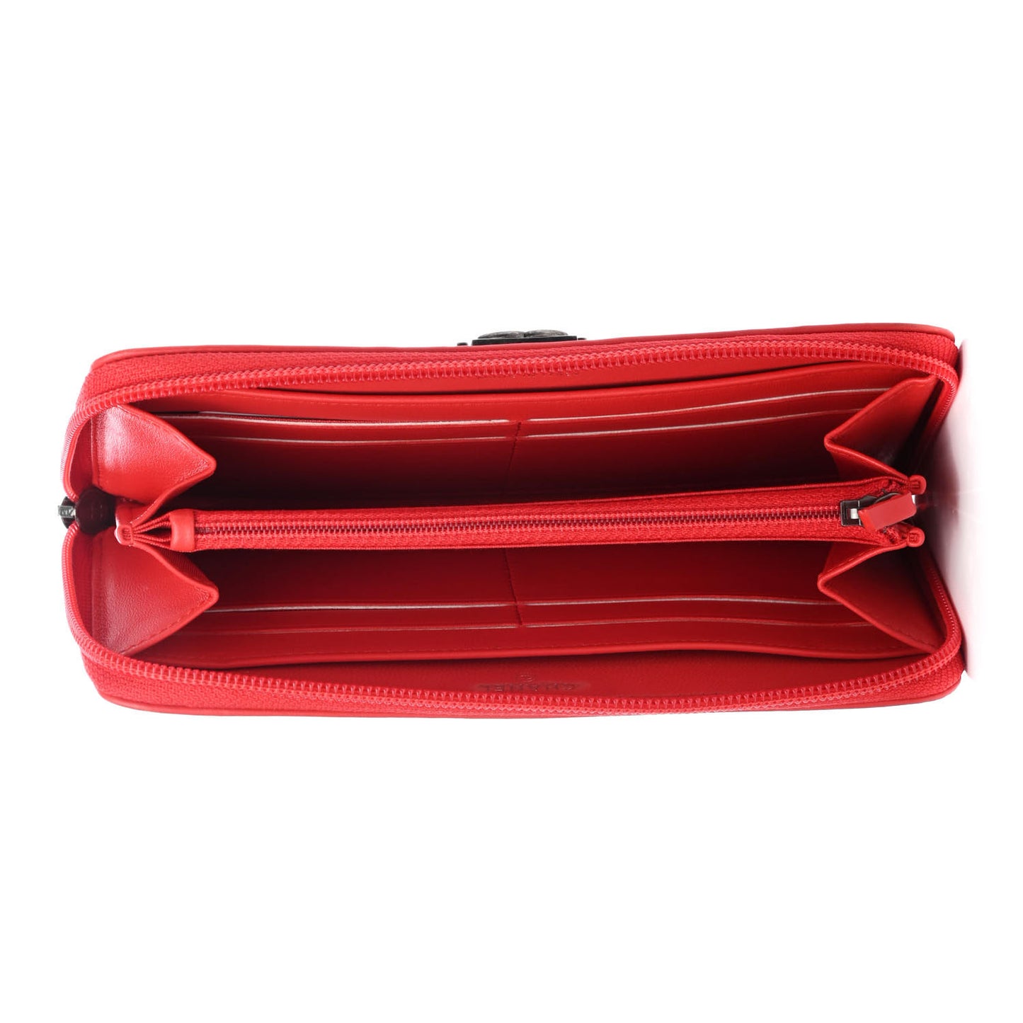 Lambskin Quilted Boy Zip Around Wallet Red