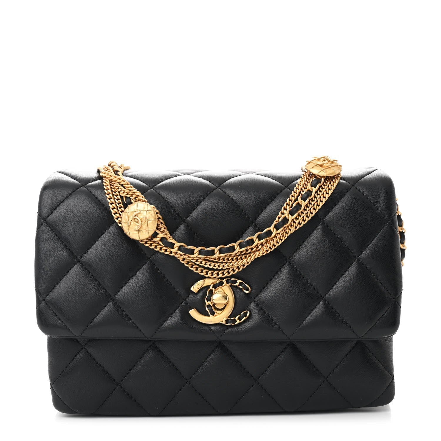 Chanel Lambskin Quilted Mini Medallion Multi Chain Flap Black 1 of 10
