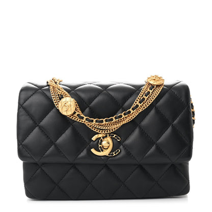Chanel Lambskin Quilted Mini Medallion Multi Chain Flap Black 1 of 10