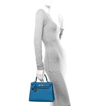 Hermes Chevre Mysore Kelly Sellier 25 Bleu Zanzibar 2 of 12
