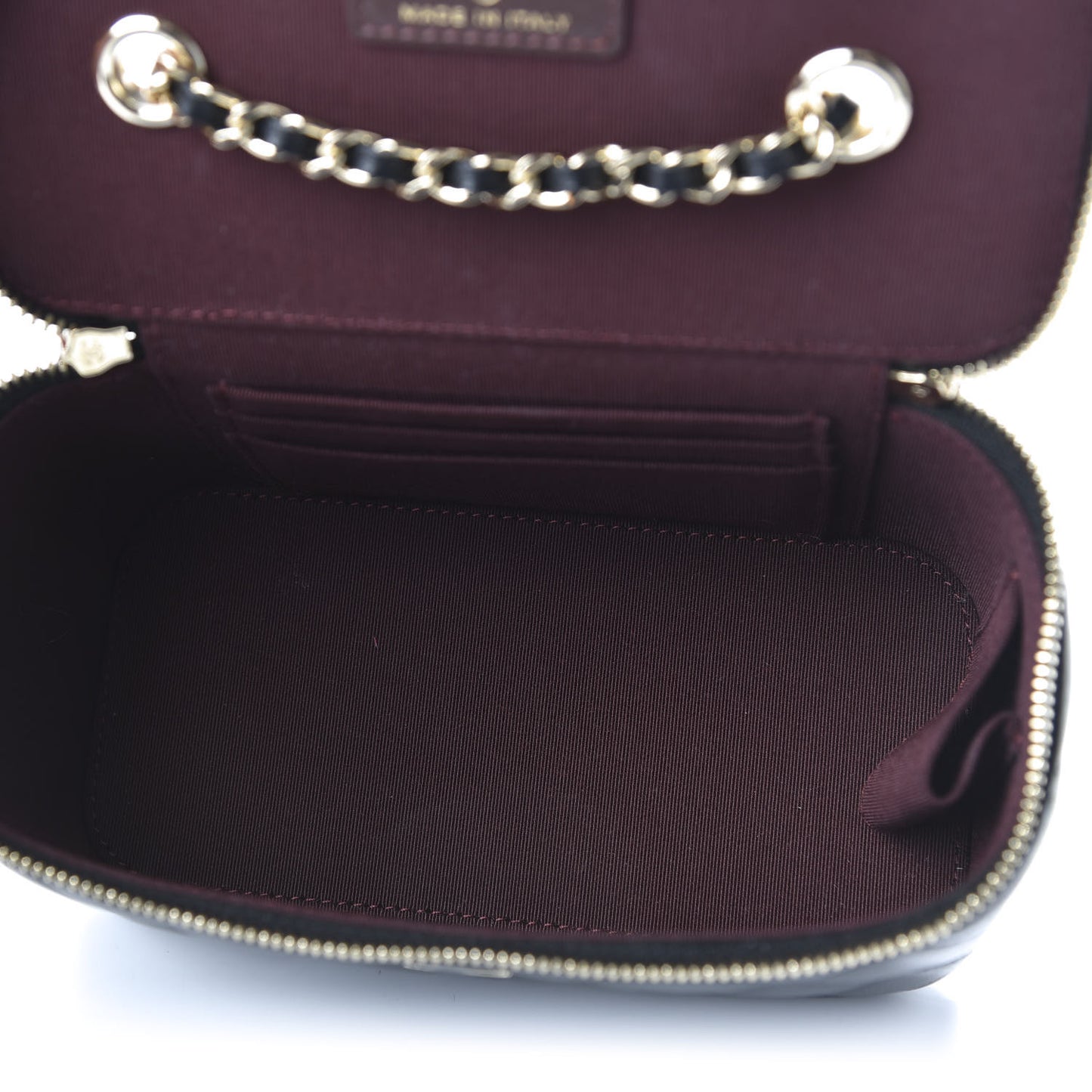 Lambskin Quilted Small Vanity Case With Chain Black