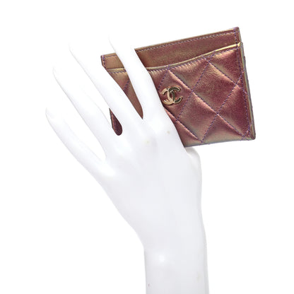 Chanel Iridescent Lambskin Quilted Card Holder Purple 4 of 24