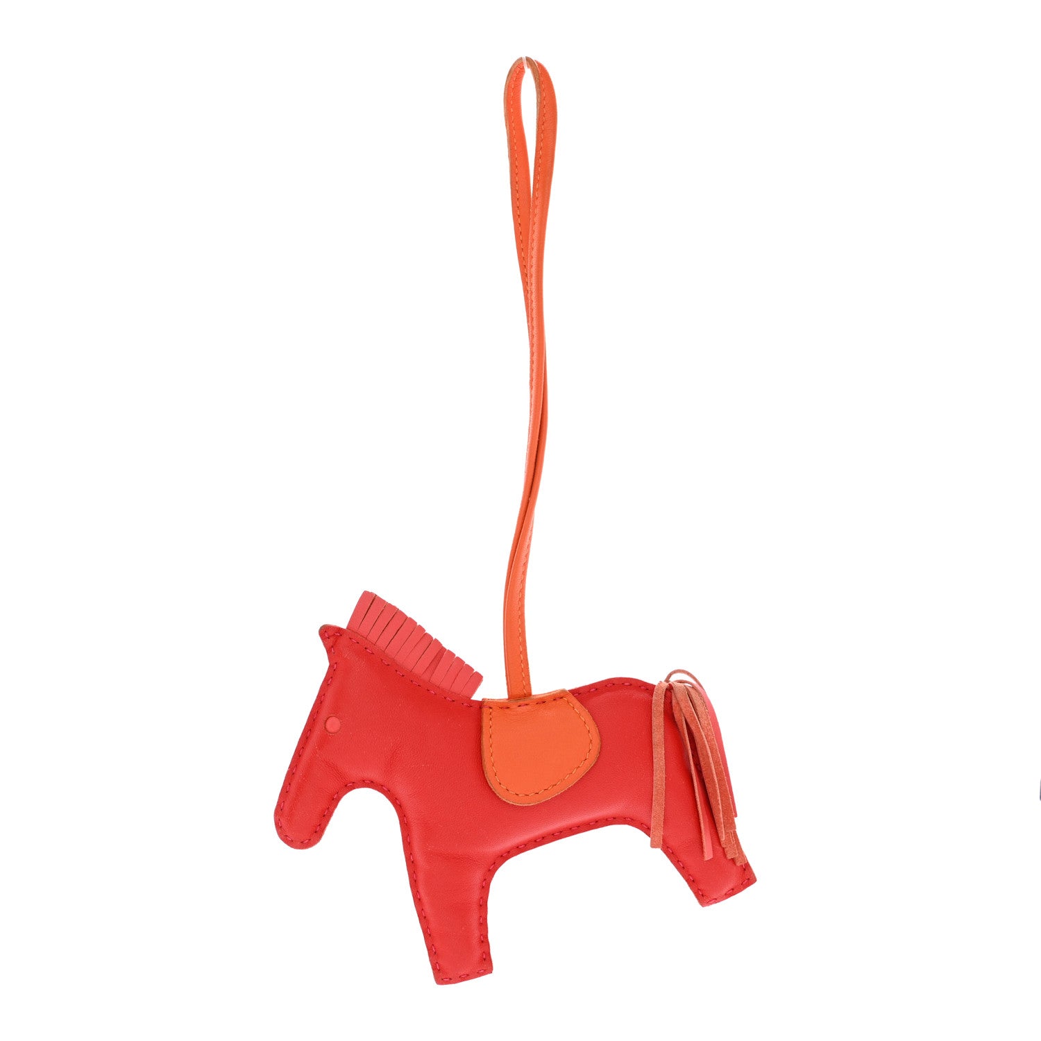 Hermes Milo Lambskin Grigri Rodeo Horse Bag Charm MM Rouge Rose Indien Jaipur Feu 1 of 6