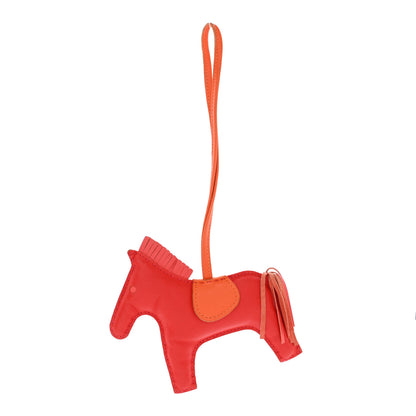 Hermes Milo Lambskin Grigri Rodeo Horse Bag Charm MM Rouge Rose Indien Jaipur Feu 1 of 6