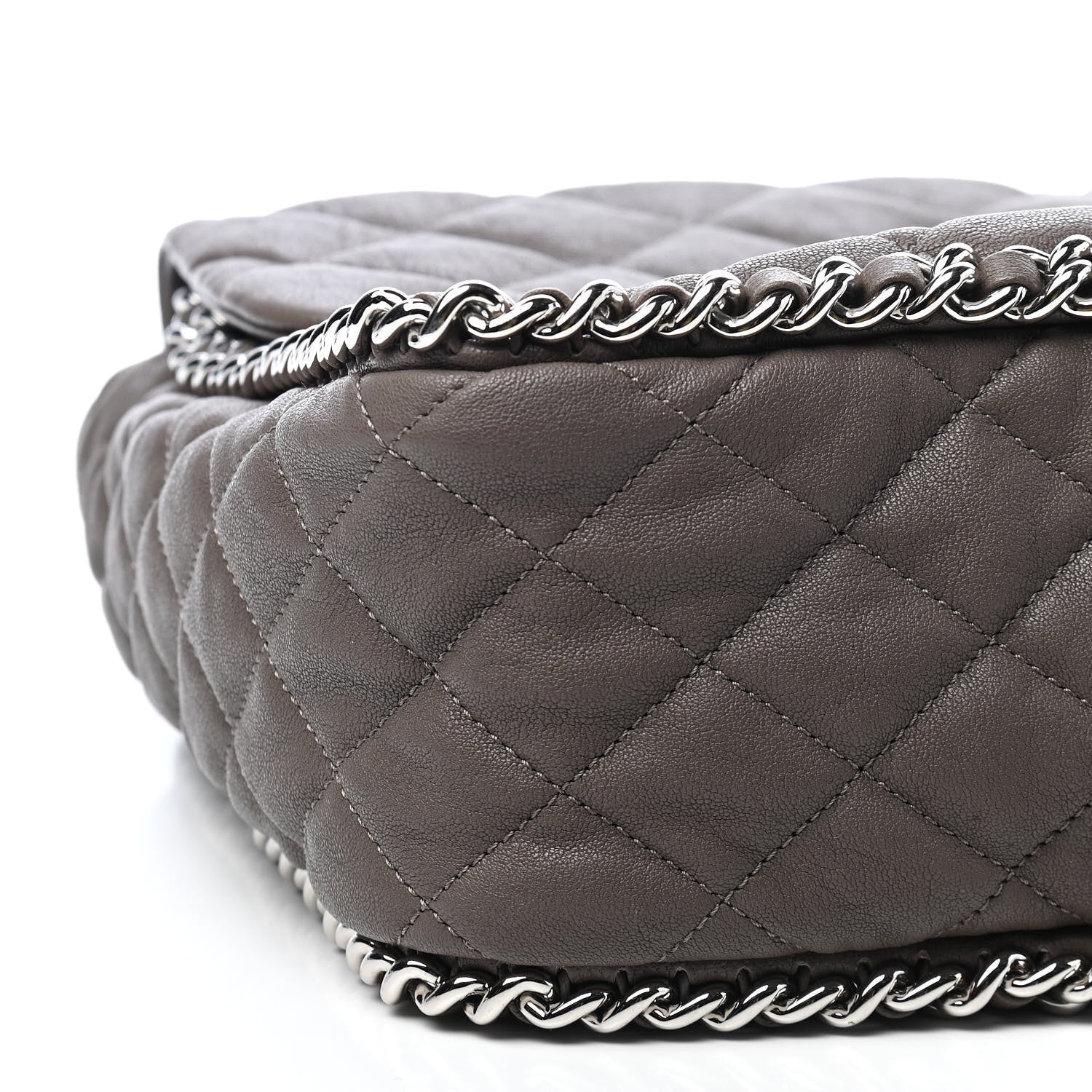 Chanel Washed Lambskin Quilted Chain Around Maxi Flap Brown 8 of 9