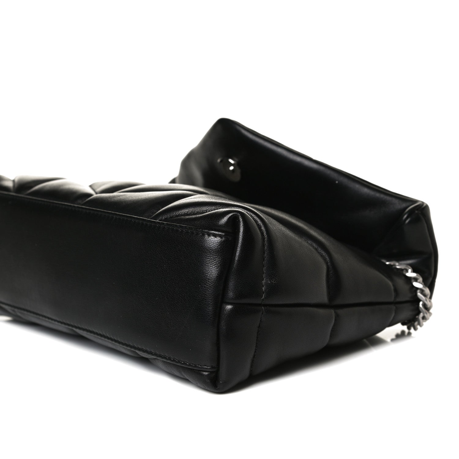 Saint Laurent Lambskin Quilted Toy Loulou Puffer Monogram Chain Satchel Black 11 of 17