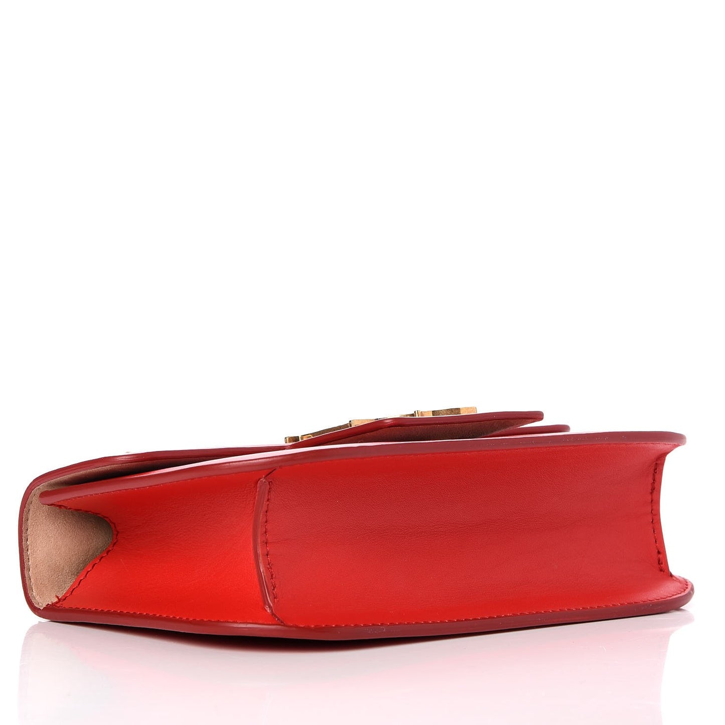 Calfskin Small Insignia Chain Flap Red