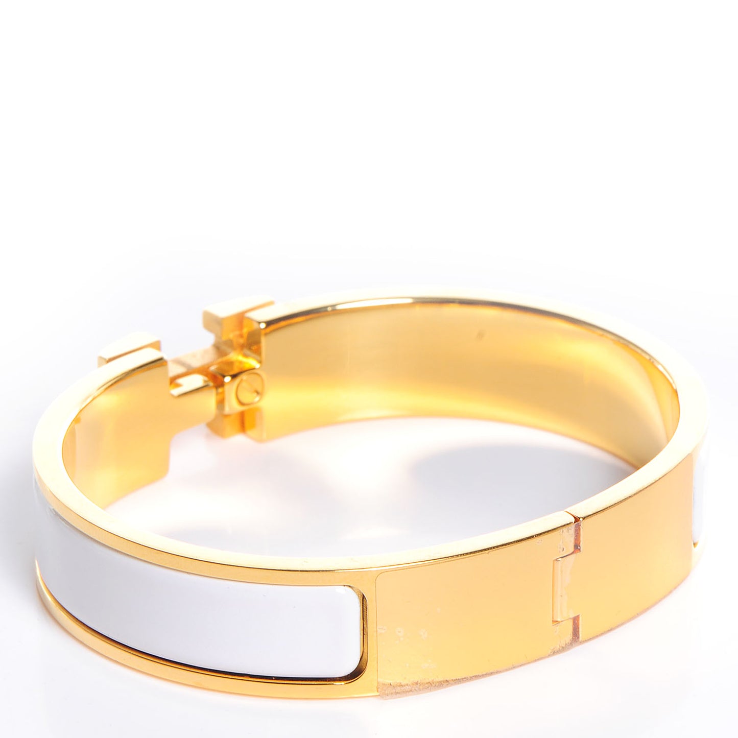 Enamel Narrow Clic Clac H Bracelet PM White