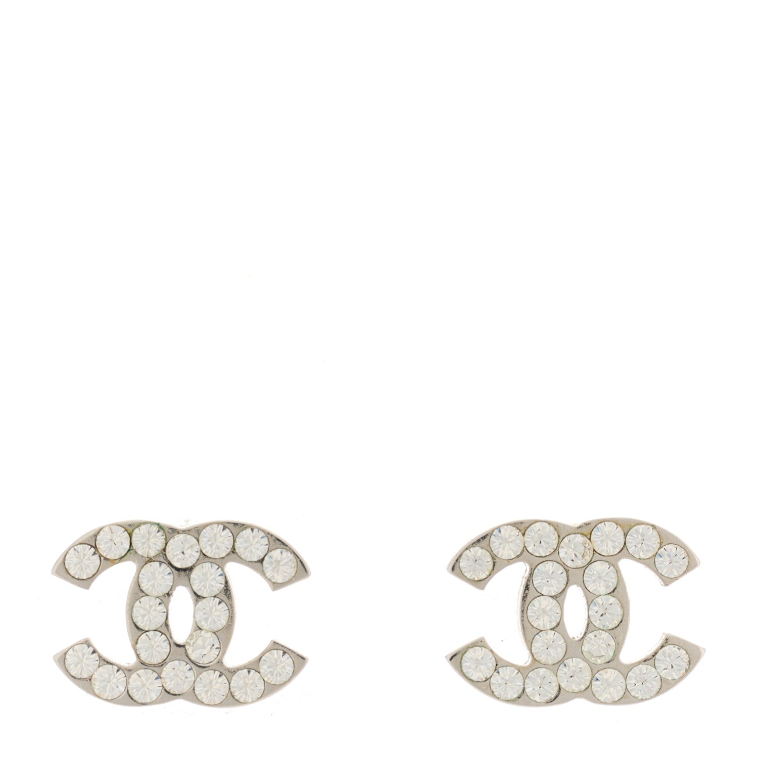 Chanel Crystal CC Earrings Silver 1 of 6