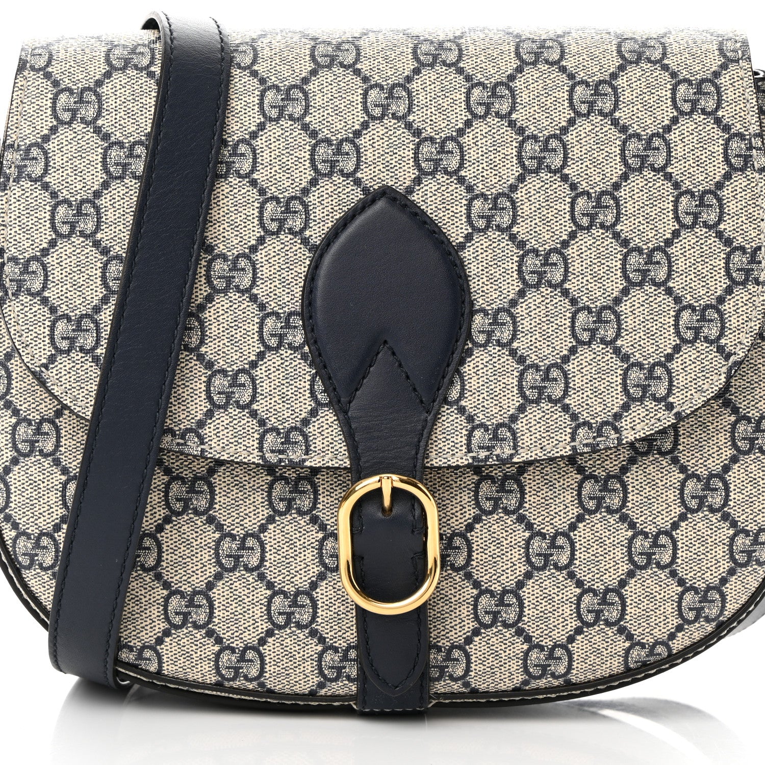 Gucci GG Supreme Monogram Small Messenger Shoulder Bag Beige Blue Navy 8 of 16