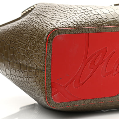 Christian Louboutin Crocodile Embossed Calfskin Spiked Large Cabarock Shopper Tote Silex 8 of 9