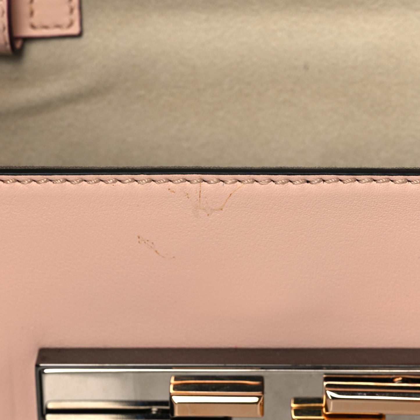 Vitello Dolce Calf Hair Studded Mini 3Baguette Shoulder Bag Light Pink