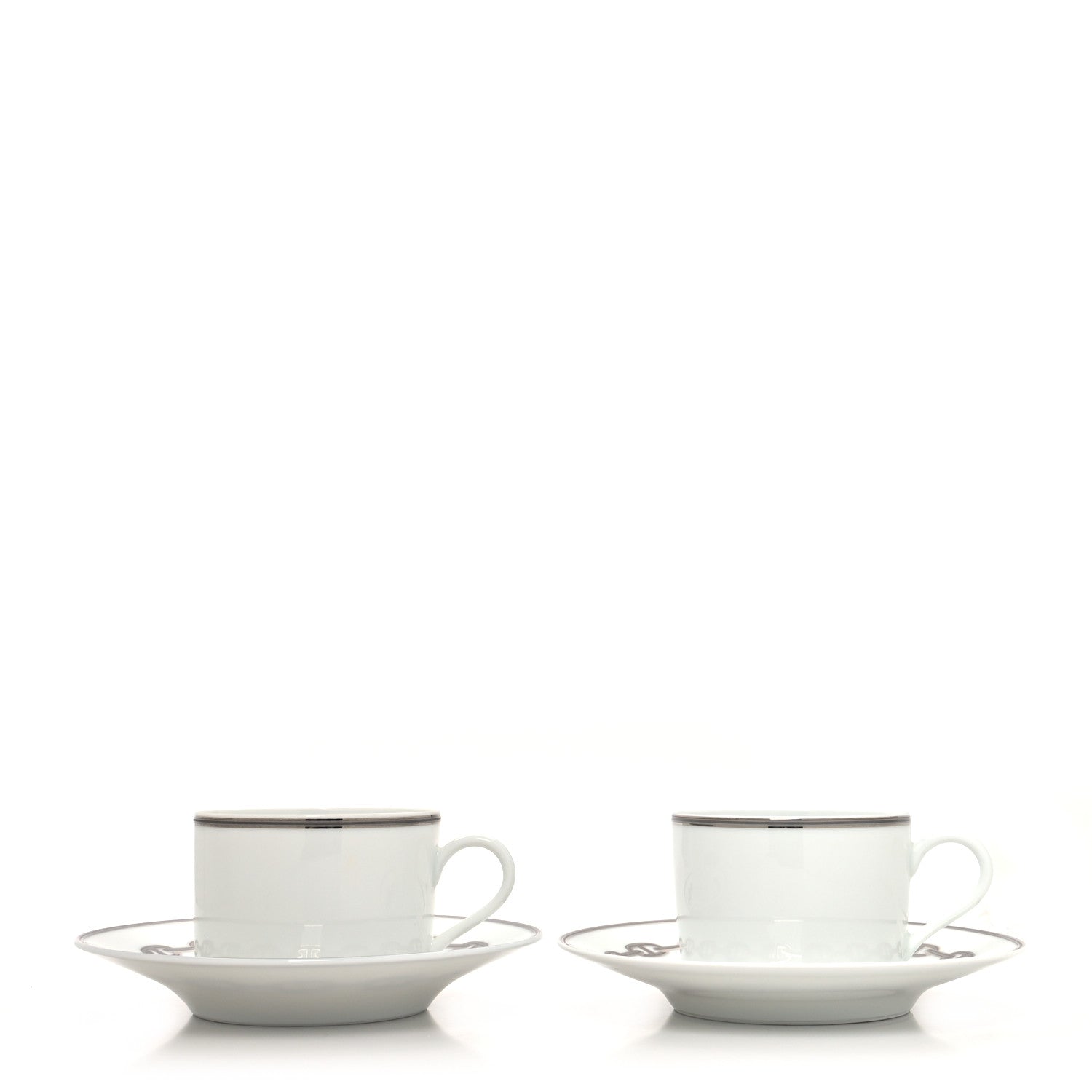 Hermes Porcelain Platinum Chaine d'Ancre Tea Cup and Saucer Set of 2 1 of 13