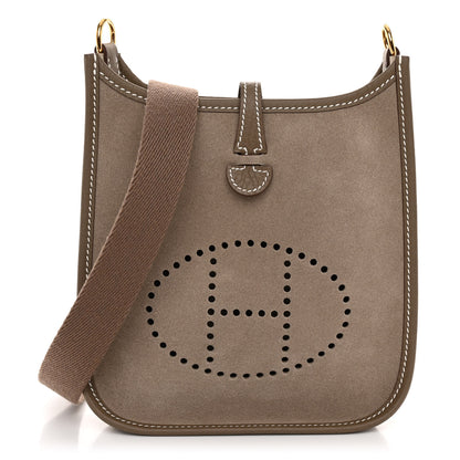 Hermes Veau Grizzly Taurillon Clemence Evelyne TPM Gris Caillou Etoupe 1 of 11