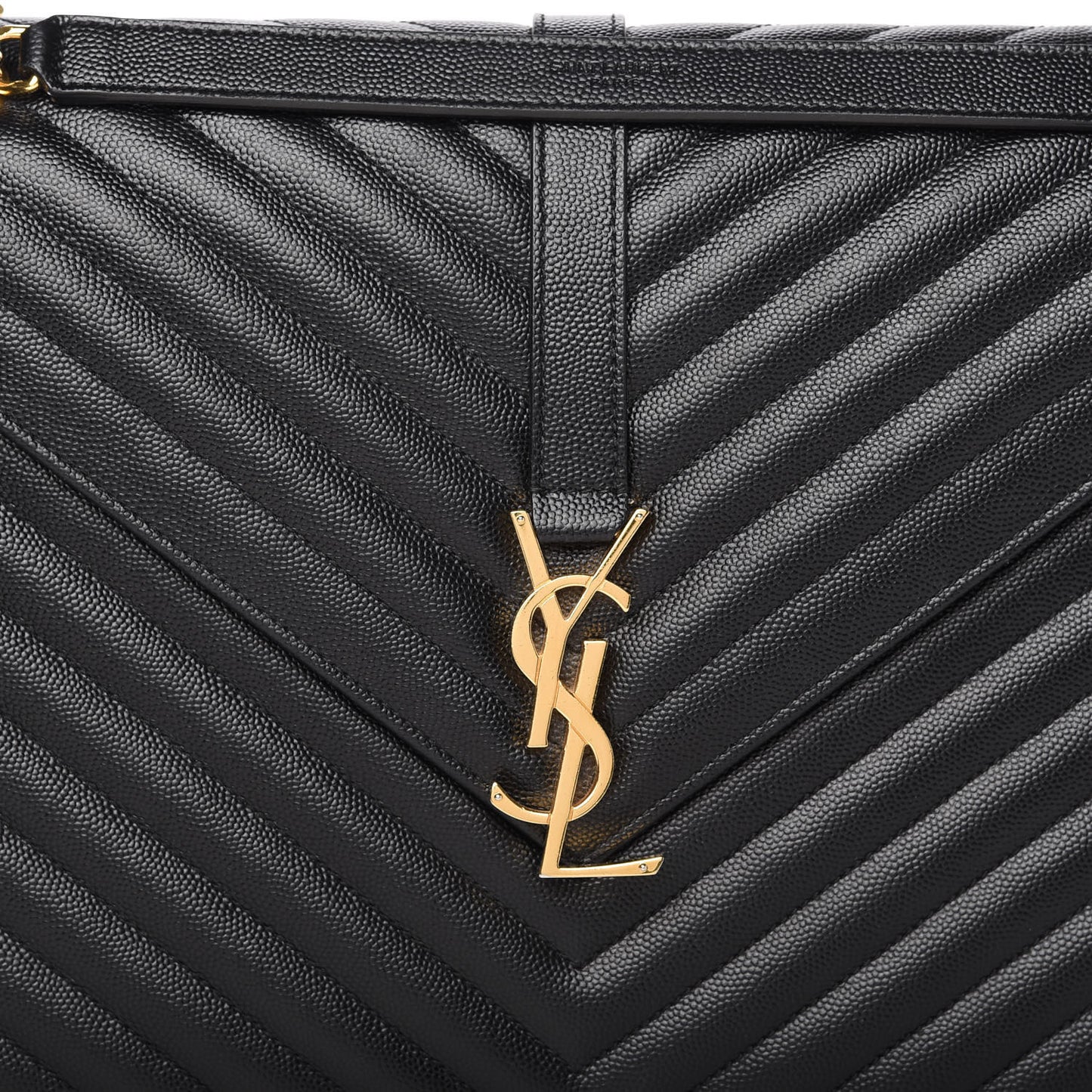 Grain De Poudre Matelasse Chevron Large Monogram Satchel Black