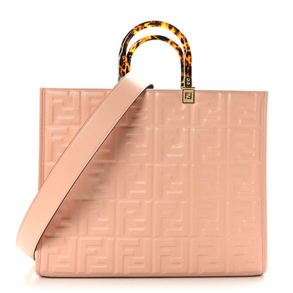Fendi Vitello Plexiglass FF Embossed Medium Fendi Sunshine Shopper Tote Baby Pink 1 of 8