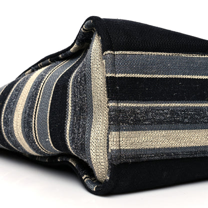 Chanel Canvas Striped Extra Large Deauville Tote Black Grey 8 of 10