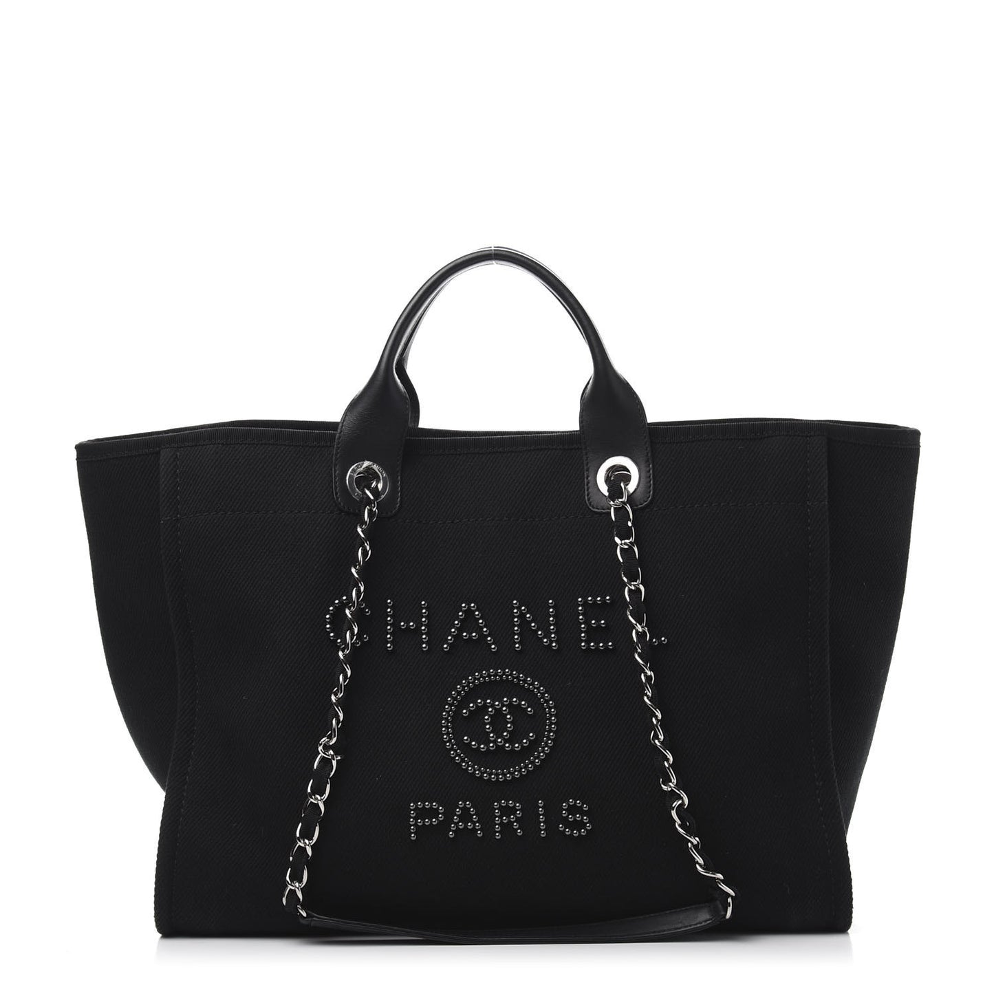 Canvas Pearl Medium Deauville Tote Black