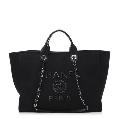 Chanel Canvas Pearl Medium Deauville Tote Black 1 of 10