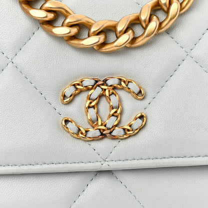 Chanel Lambskin Quilted Chanel 19 Wallet On Chain WOC Light Blue 12 of 12