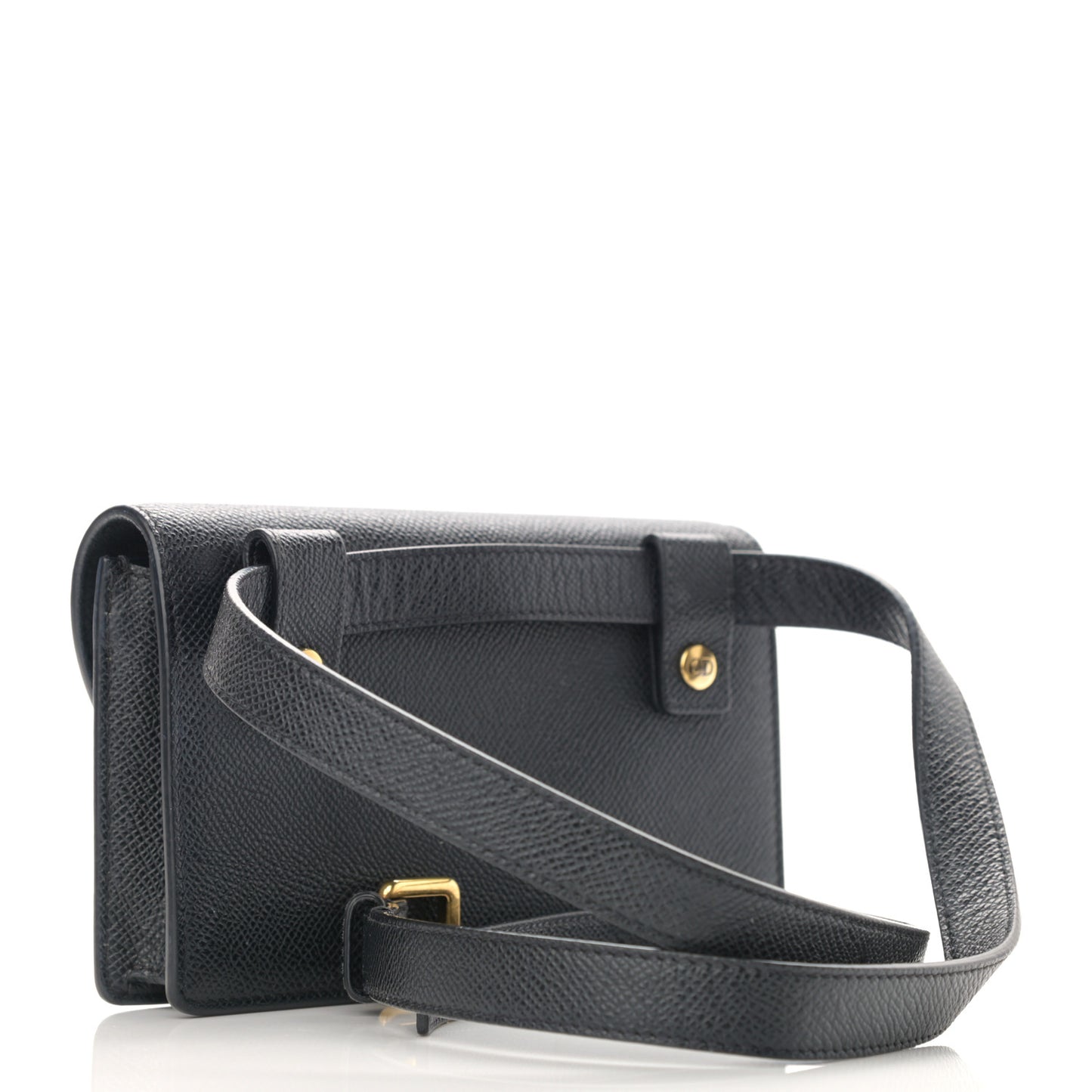 Grained Calfskin Saddle Belt Bag Black