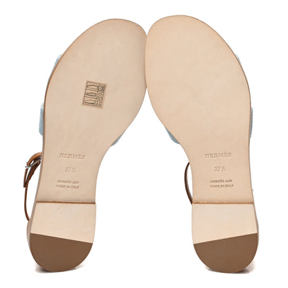 Hermes Denim Santorini Sandals 37.5 Bleu Clair 5 of 9