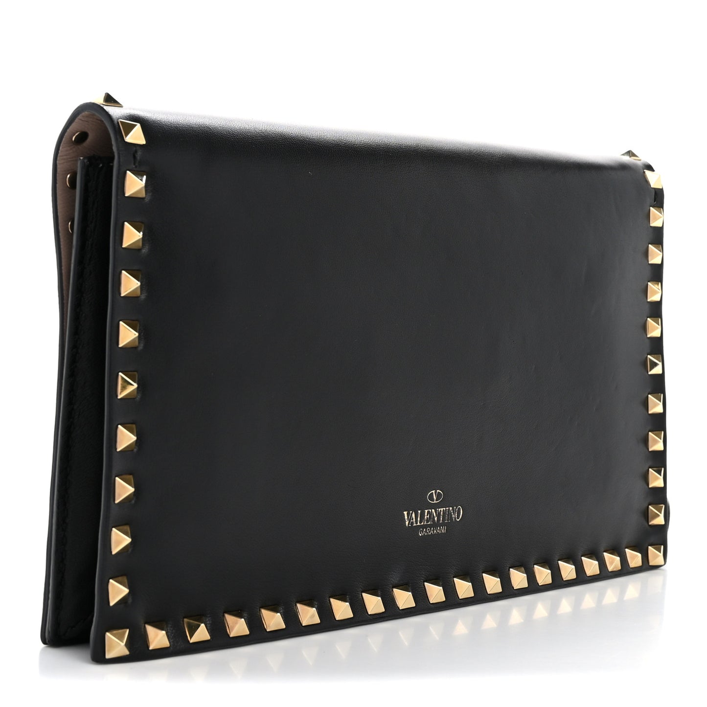 Nappa Rockstud Wristlet Clutch Black
