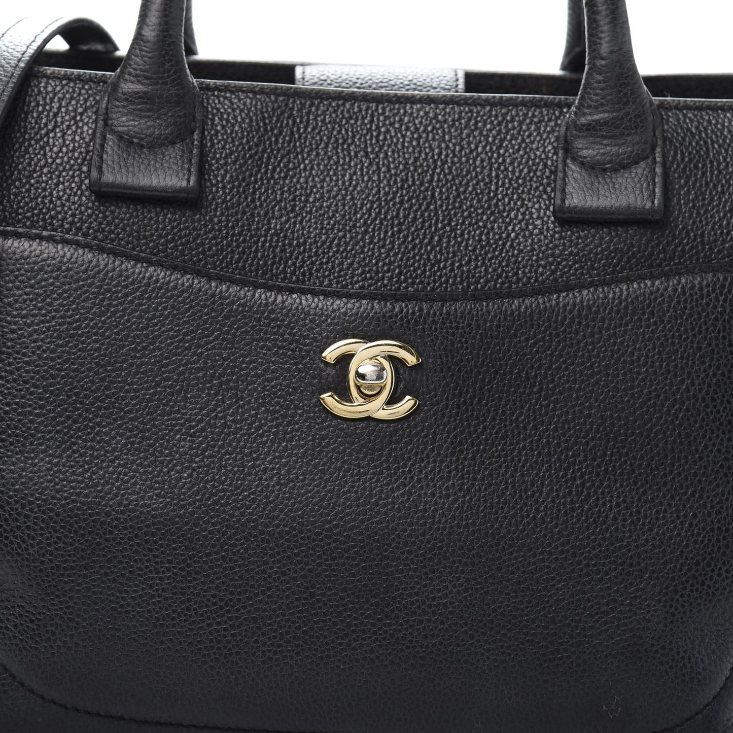 Grained Calfskin Small Neo Executive Shopper Tote Black