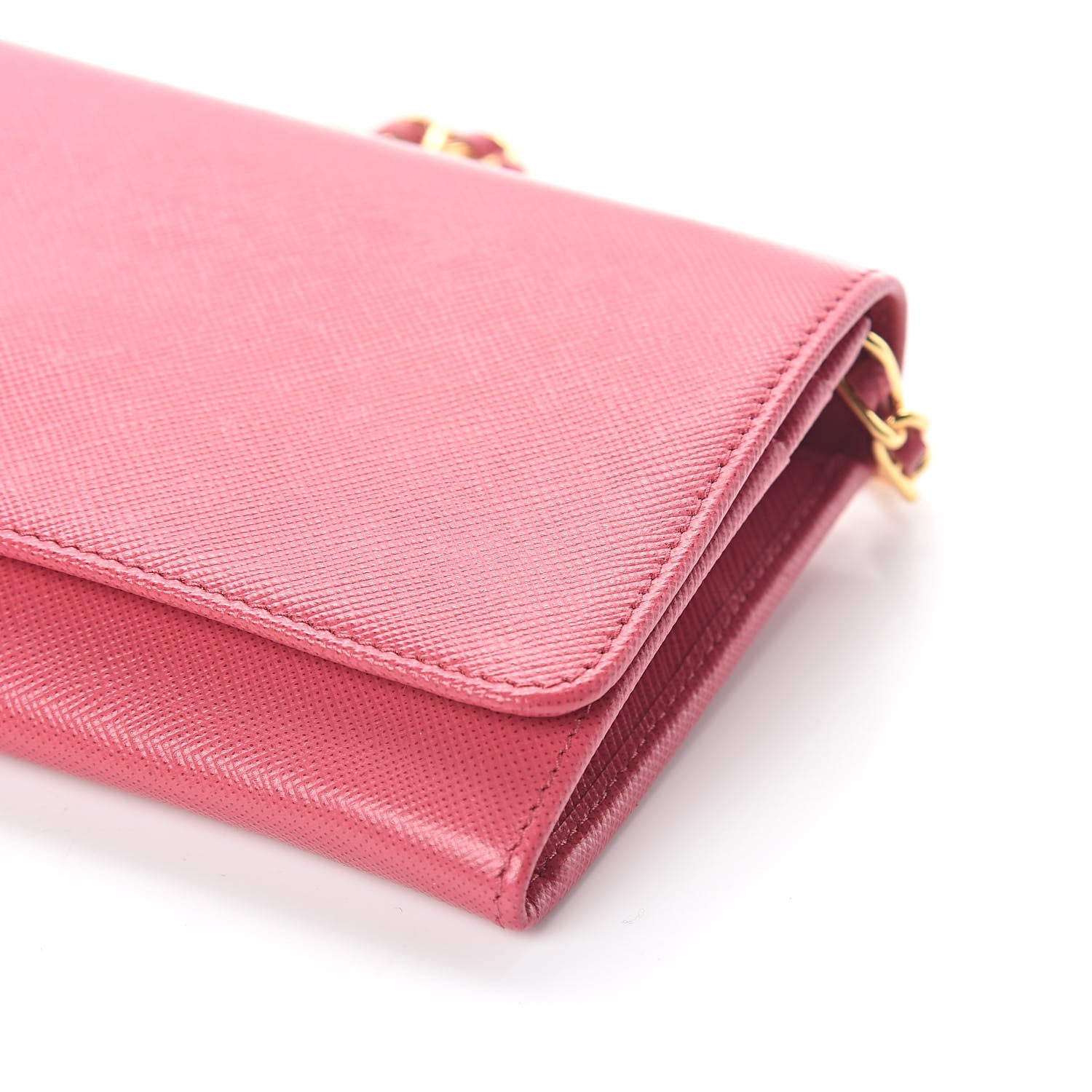 Prada Saffiano Metal Oro Chain Wallet Peonia 7 of 8