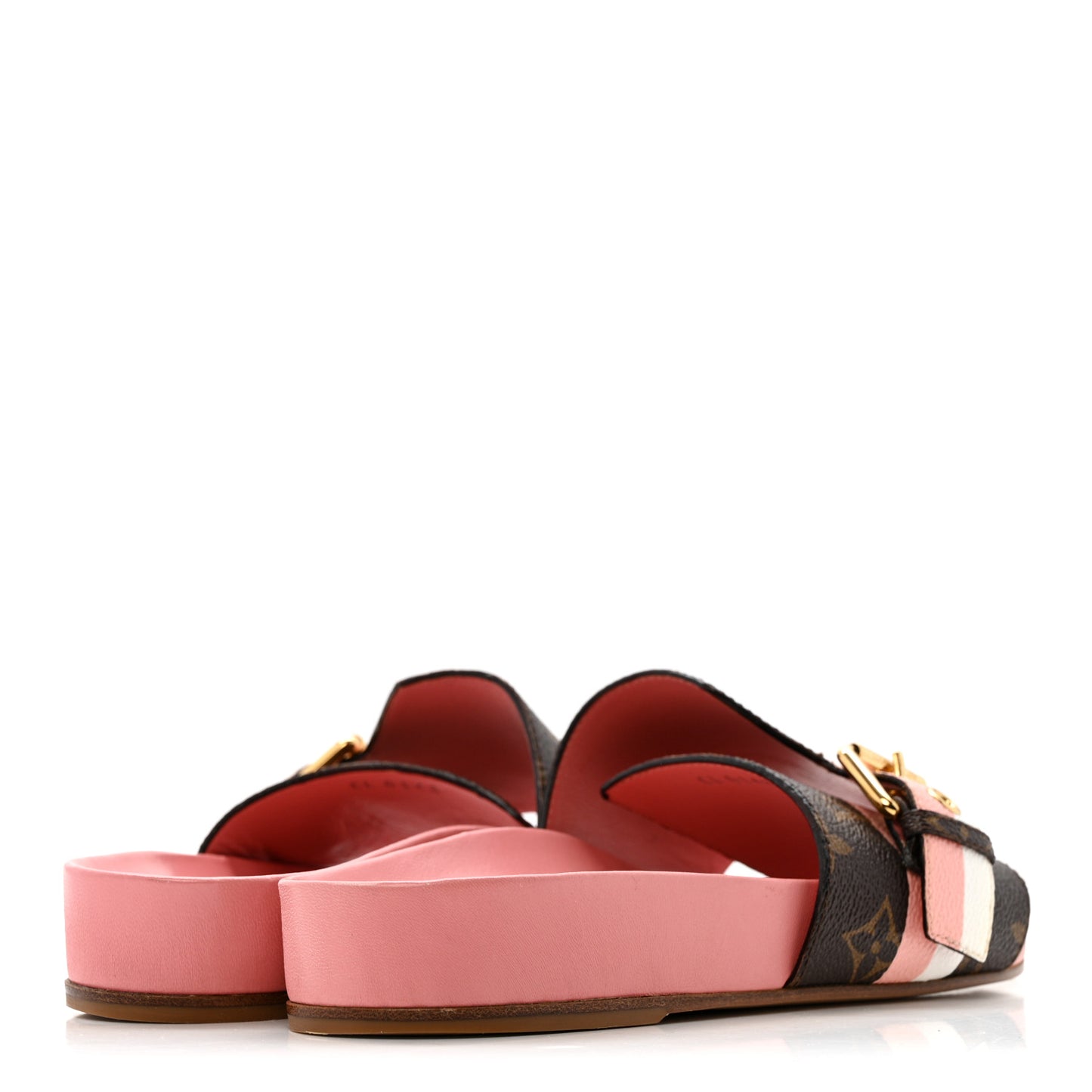 Patent Monogram Bom Dia Flat Mule 37 Rose White
