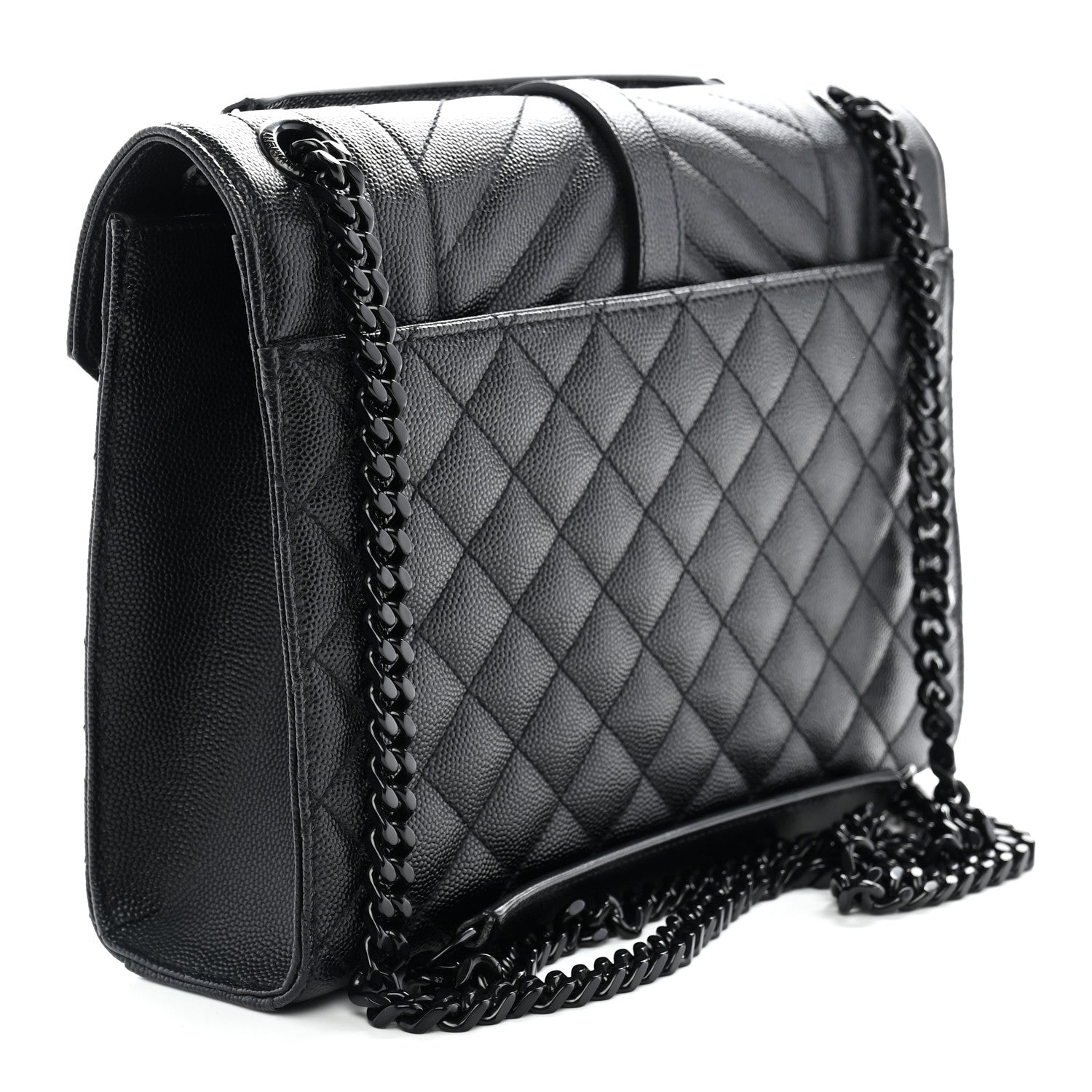 Saint Laurent Grain De Poudre Textured Mixed Matelasse Triquilt Medium Monogram Monochrome Satchel Black 3 of 11