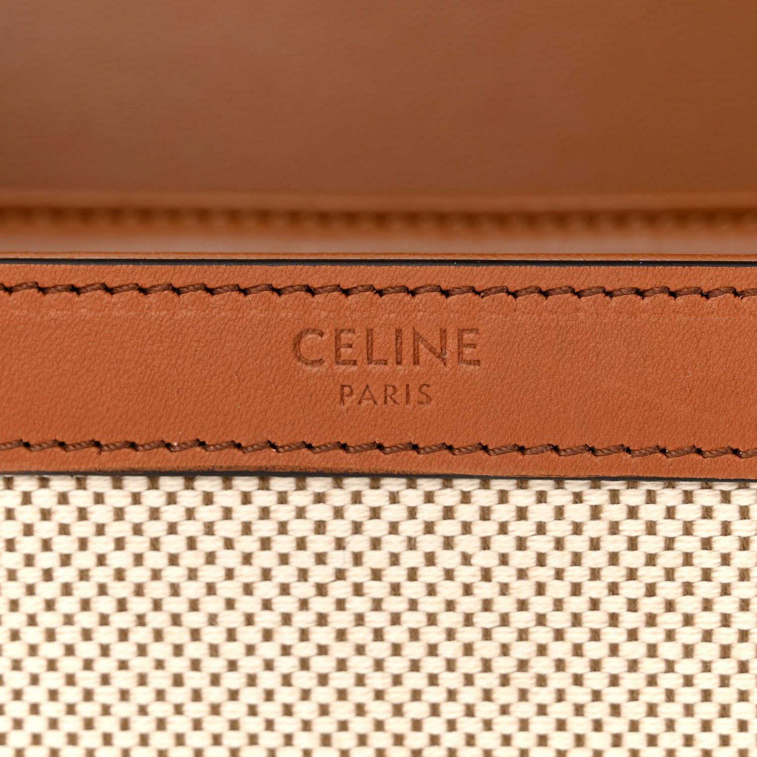 Celine Textile Calfskin Classique Triomphe Bag Natural Tan 6 of 14