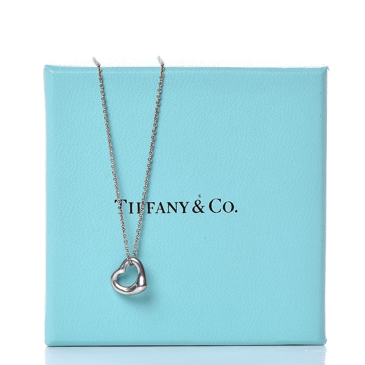 Sterling Silver 11mm Elsa Peretti Open Heart Pendant Necklace