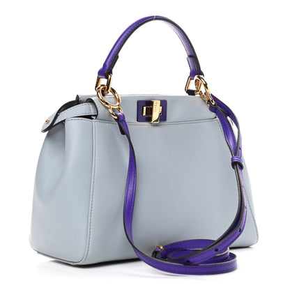 Fendi Nappa Colorblock Mini Peekaboo Iconic Satchel Polvere Purple Rain Ruby 2 of 7