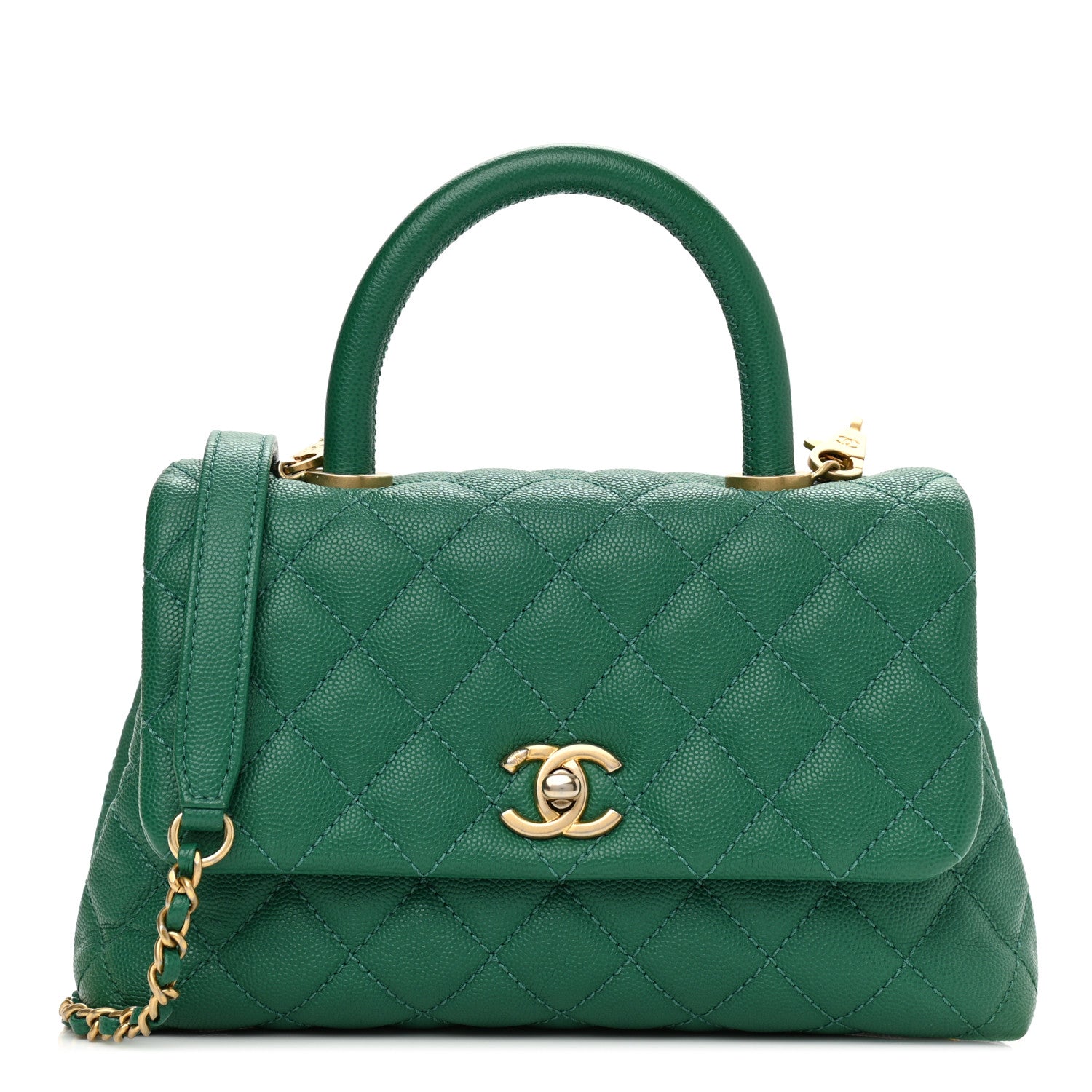 Chanel Caviar Quilted Mini Coco Handle Flap Green 1 of 10