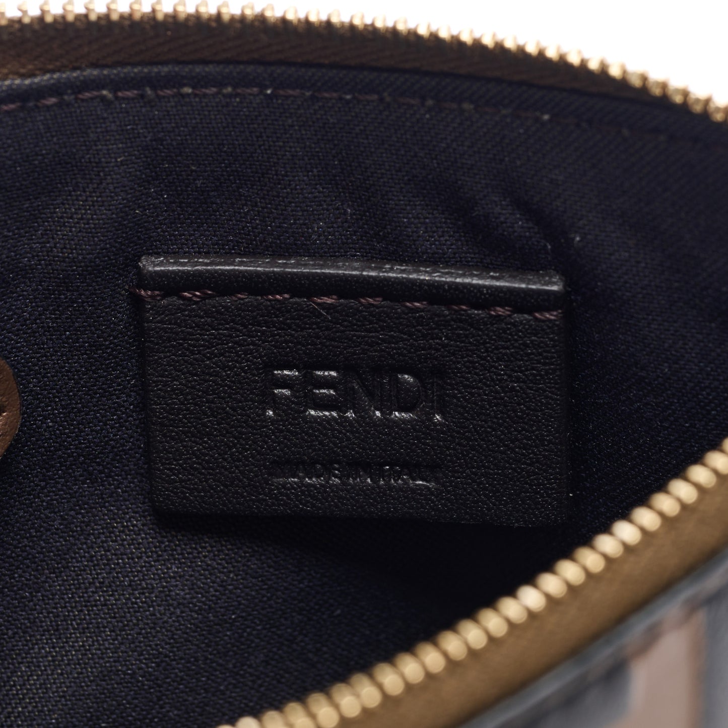 Vitello Soft F is Fendi Bi-Color FF 1974 Embossed Key Case Pouch Maya Black