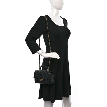 Chanel Lambskin Quilted Mini Top Handle Rectangular Flap Black 2 of 9